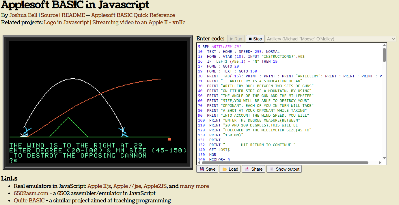 Applesoft Basic in JavaScript